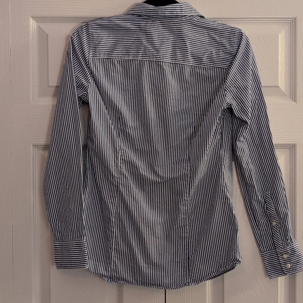 J. Crew XS Blue and White Striped Button Down